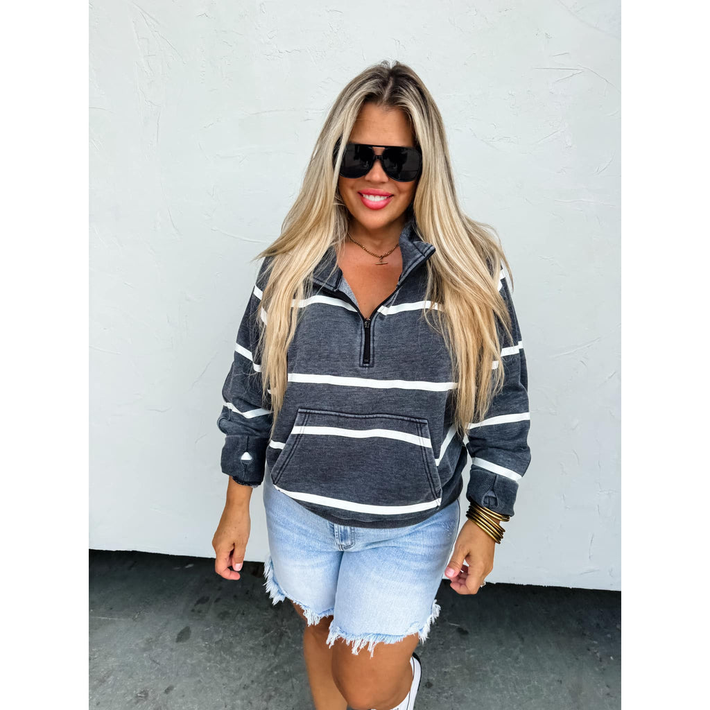 Striped Easy Does It Pullover (PREORDER) 2 Colors XS-3X