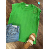 Green Cable Knit Short Sleeve Top
