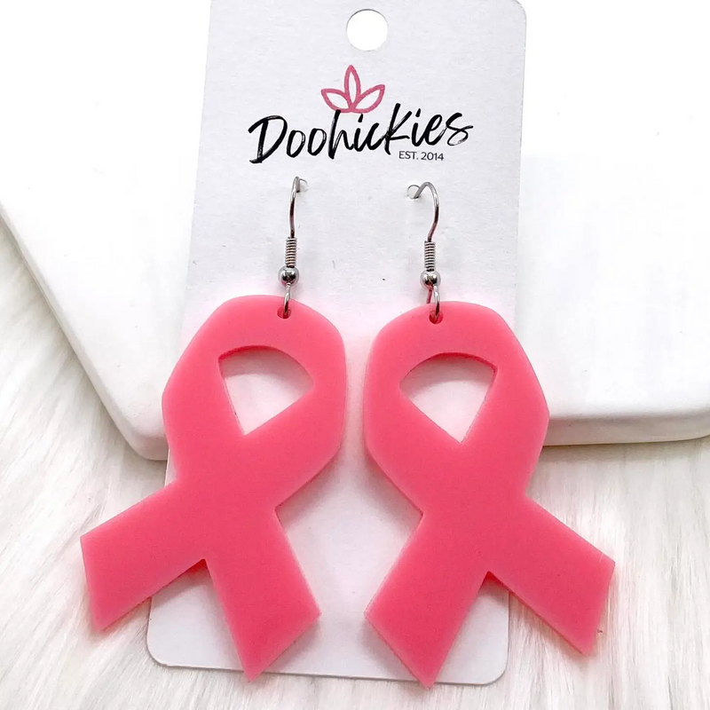 2" Breast Cancer Awareness Earrings