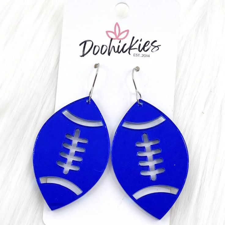 2" Shiny Football Acrylic Dangles Blue