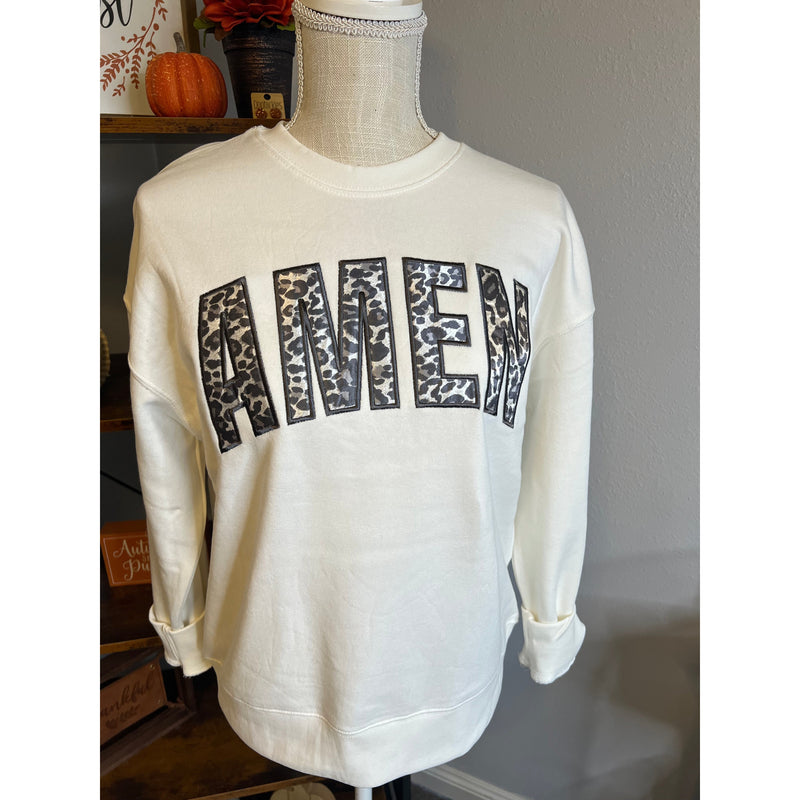 Amen With Grey Leopard Applique Sweatshirt (S-2XL)