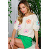 Cream Puff Floral Embroidered Sweater