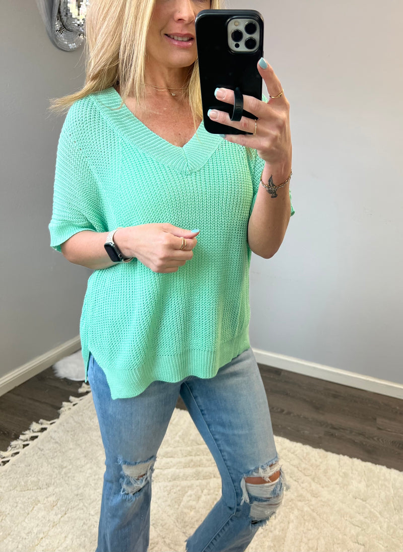 Mint Short Sleeve Sweater Top (S-XL)