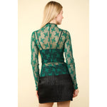 Sheer Mesh Lace Layering Top (Wine or Forest)