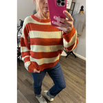 Pumpkin and Oat Striped Sweater