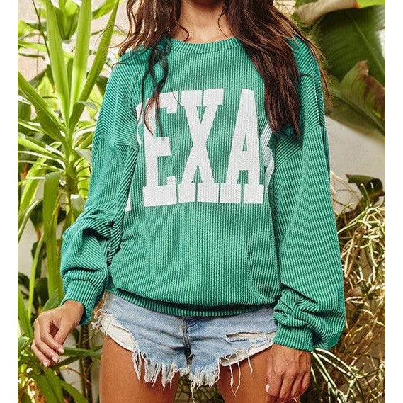 Texas Corded Oversized sweatshirt in Green