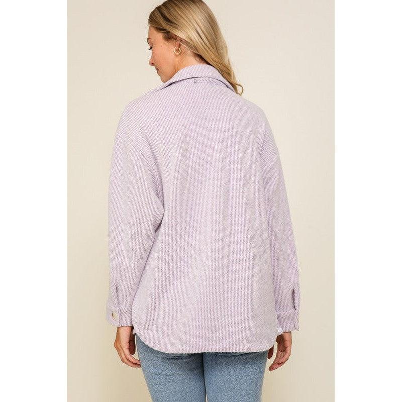 Timing Lavender Soft Button Shacket (1X-3X)