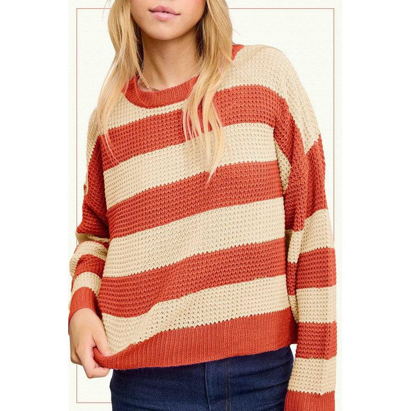 Pumpkin and Oat Striped Sweater