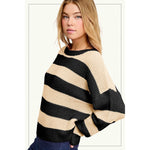 Black and Oat Striped Sweater