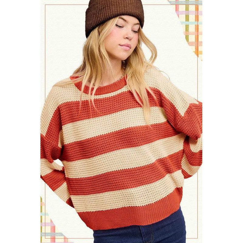 Pumpkin and Oat Striped Sweater