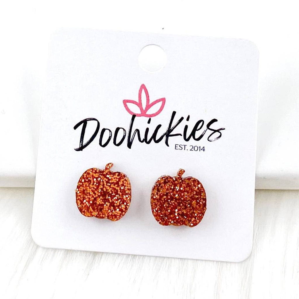 Pumpkin Studs Earrings (Leopard or Glitter Orange)