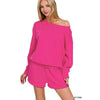 Hot Pink Sweatshirt & Shorts Set