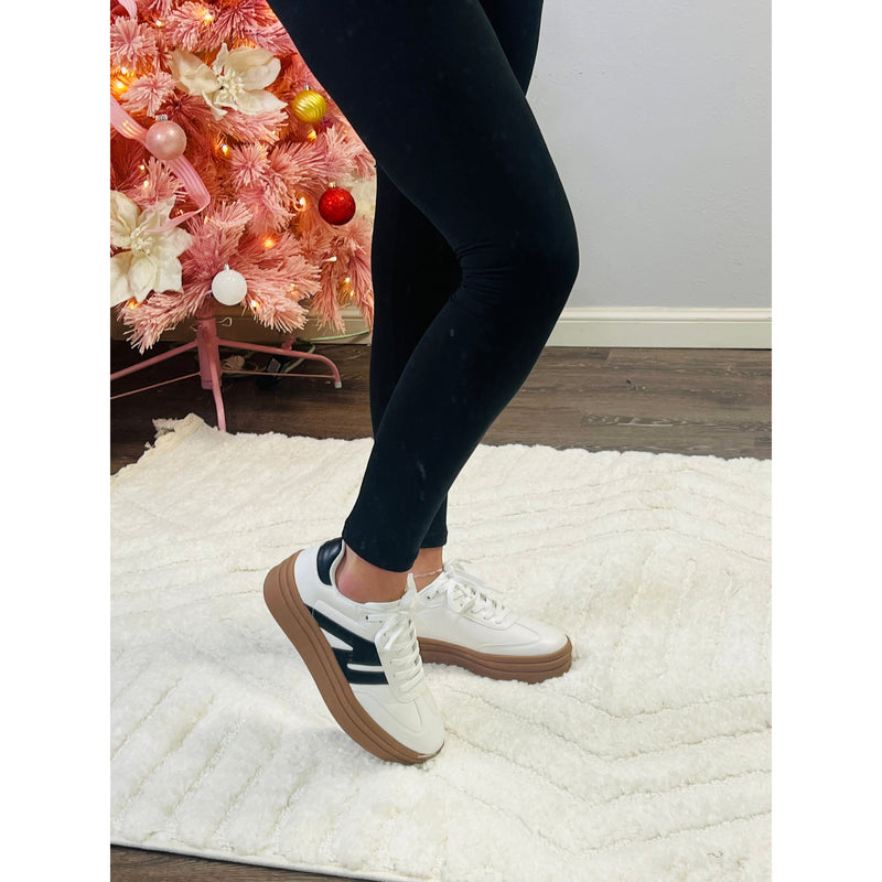 White and Black Platform Sneakers (5-10)