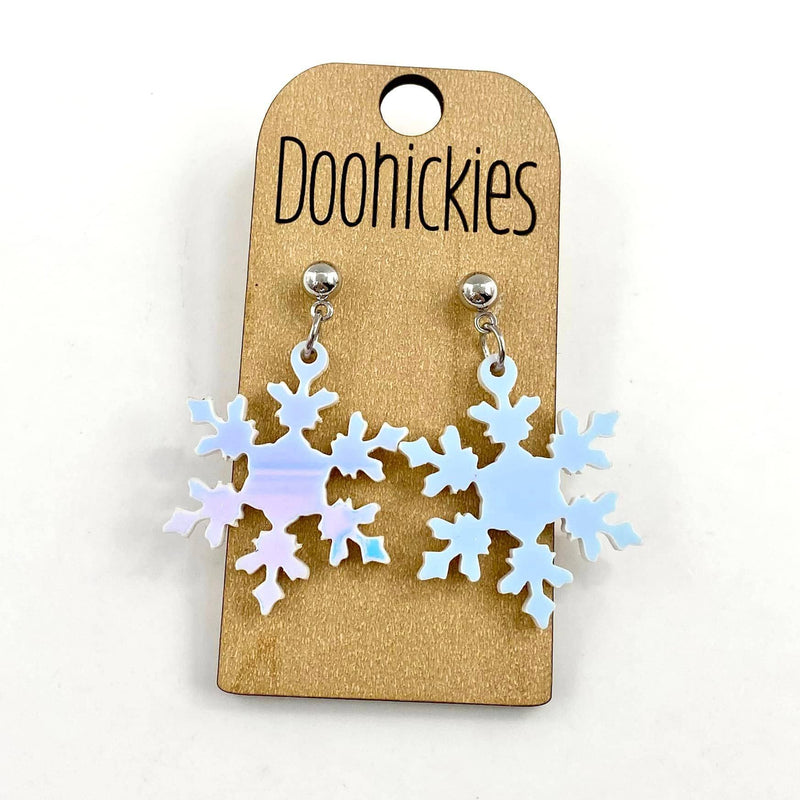 1.25" Iridescent Snowflakes Earrings