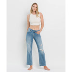 Vervet High Rise Distressed Slim Wide Leg Jeans (25-31)