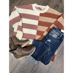 Peach Love CA Color Block Striped Sweater