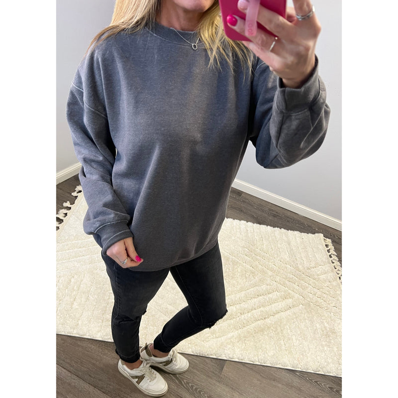 Burnout Cozy Sweatshirt (Charcoal or Orchid)