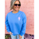 Pink Chenille Patch Cross Sweatshirt (Small to 2XL)