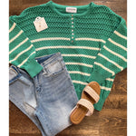 Emerald Striped Knit Sweater (S-3X)