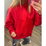 Oversized Red Kangaroo Pocket Hoodie