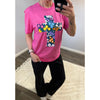 Floral Cross Pink Graphic Tee (Small to 2XL)