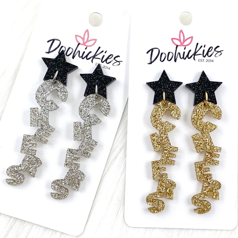 2.75" Cheers Acrylic Dangles  (Gold or Silver)