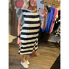 Black and White Striped Ruffled Sleeve Dress