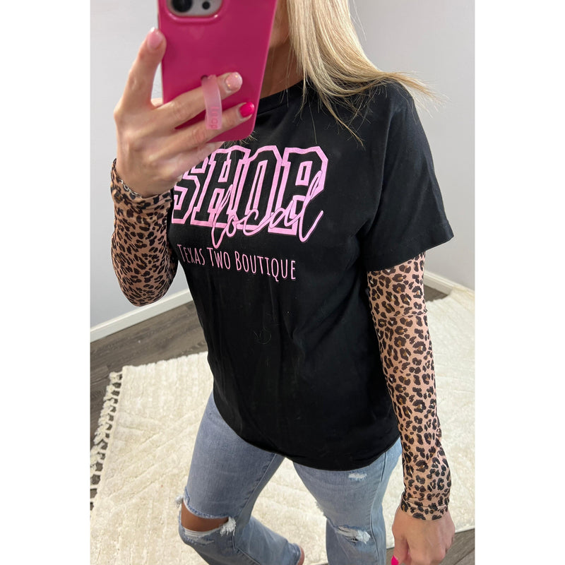 Mallory Mesh Top in Leopard