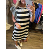 Black and White Striped Ruffled Sleeve Dress