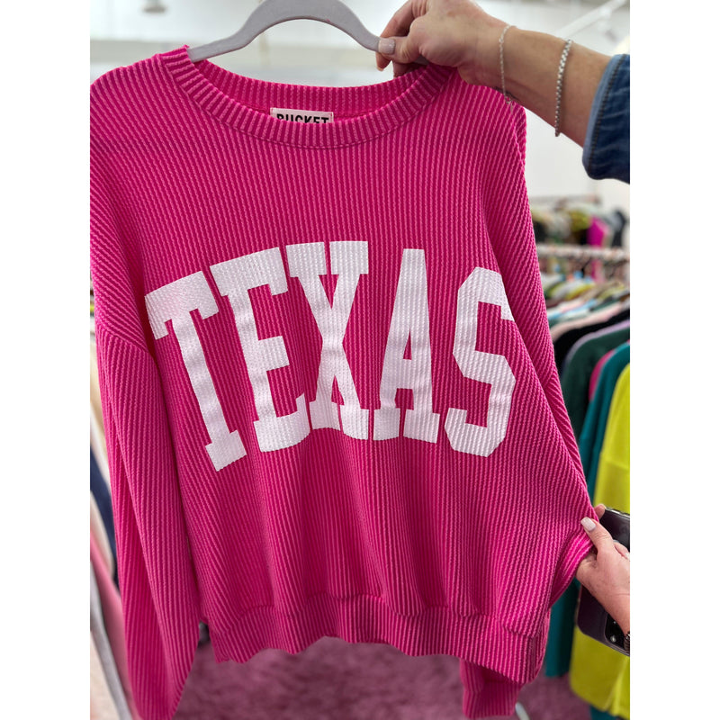 Texas Corded Oversized Sweatshirt in Fuchsia