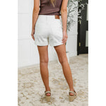 JB Ainsley High Rise Double Roll Cuffed Shorts in White (S-3XL)