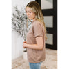 Almost There V-Neck Henley Top In Taupe (S-3XL)