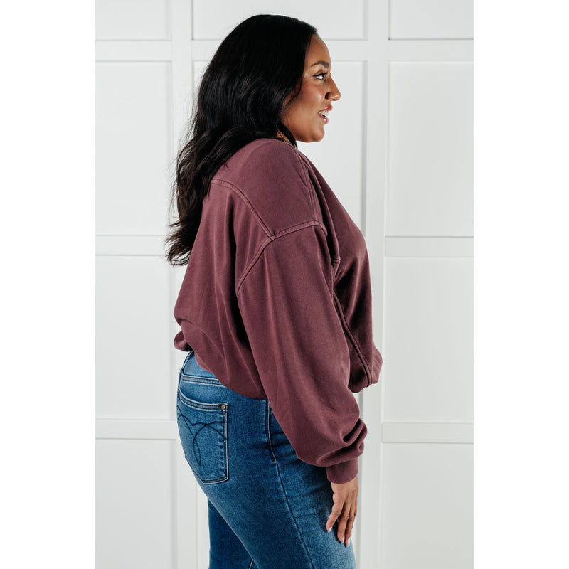 Beyond the Basics Pullover in Eggplant (S-3X)