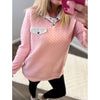 Light Pink Diamond Quilted Pullover