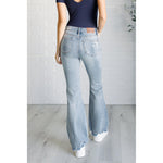 Judy Blue Caroline Mid Rise Control Top Distressed Flare Jeans