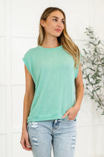 Casually Iconic Waffle Knit Top in Mint (S-3X)