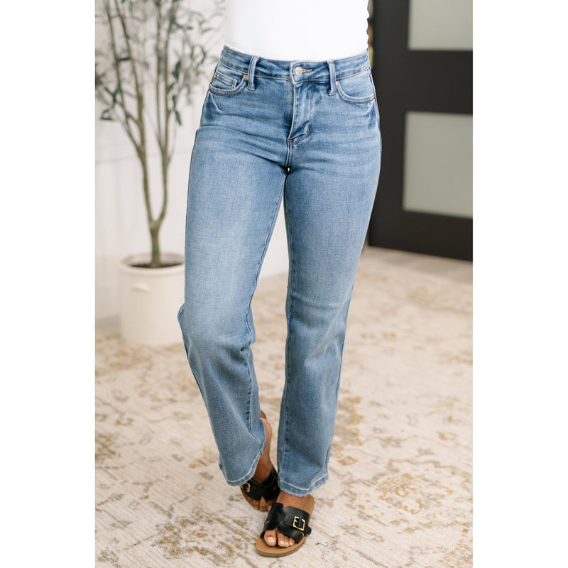 Judy Blue Corrine Mid Rise Control Top Vintage Straight Jeans