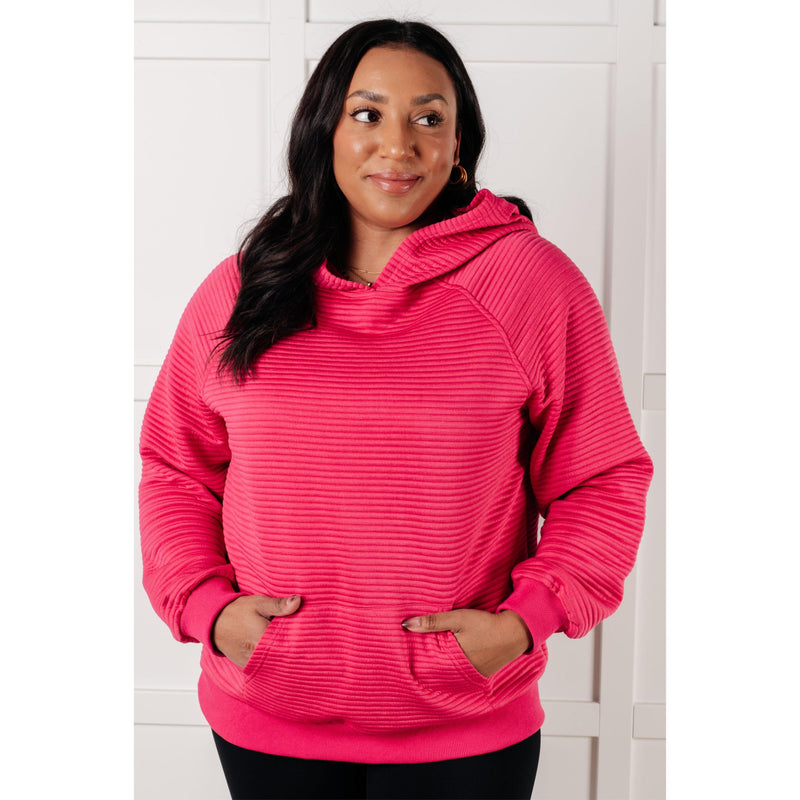 Crosswalk Textured Hoodie in Rose (S-2X)