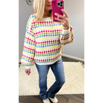 Multicolored Balloon Sleeve Knit Sweater