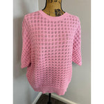 Pink Crochet Textured Knitted Sweater Top