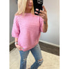 Pink Crochet Textured Knitted Sweater Top