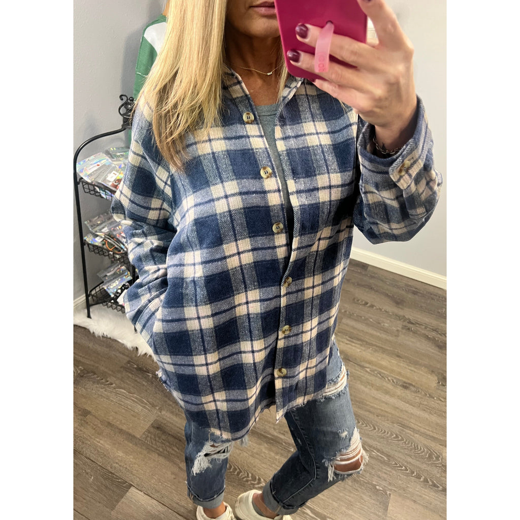 Denim Blue Plaid Shacket