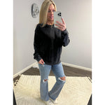 Mineral Wash Soft Oversized Crew Neck (Blue or Black)