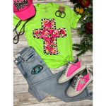 Callie Ann Stelter Pink Floral Cross Tee