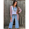 Mauve Striped Mid-Length Cardigan (S-XL)