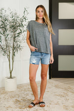 Heathered Harmony Basic Tee in Black (S-3X)