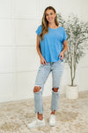 Heathered Harmony Basic Tee in Ocean Blue (S-3X)