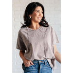 Here for the Vibes Mineral Wash Spliced Tee (S-3XL)