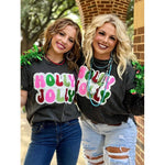 Holly Jolly Glitter Mineral Wash Sweatshirt (S-2XL)