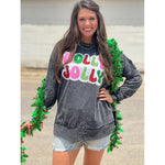 Holly Jolly Glitter Mineral Wash Sweatshirt (S-2XL)